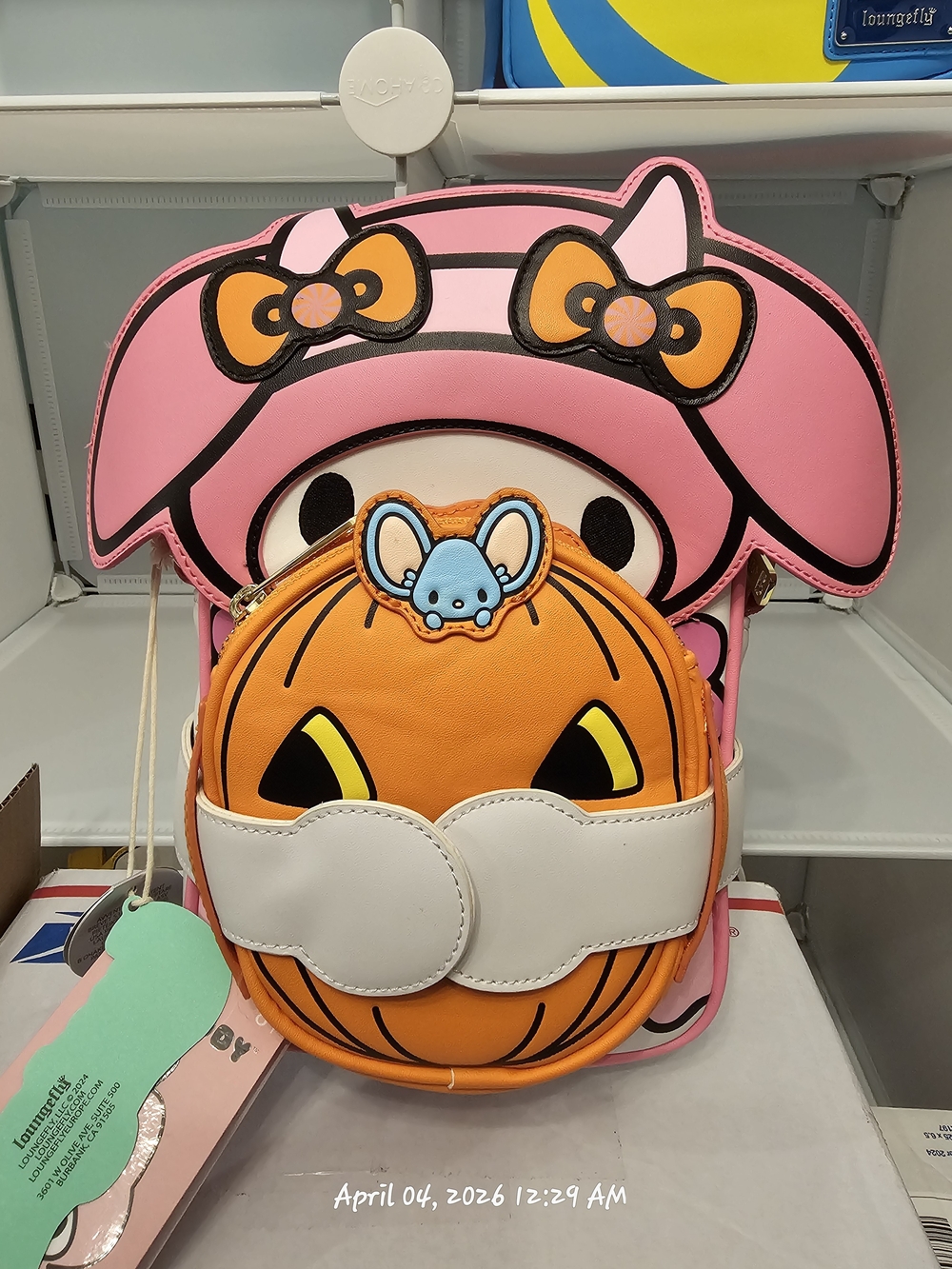 Loungefly Sanrio My Melody Devil Crossbuddies Bag in pink and orange